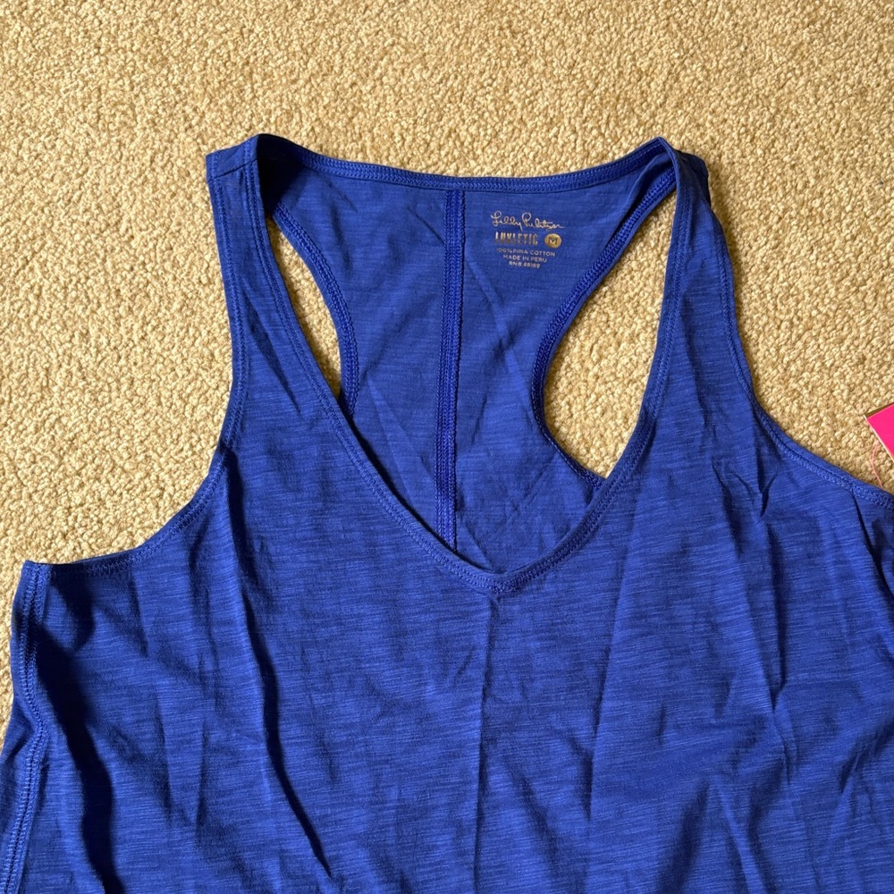Lilly Pulitzer Royal Blue Tank Top medium nwt anisa purple luxletic Pima cotton - Picture 5 of 6